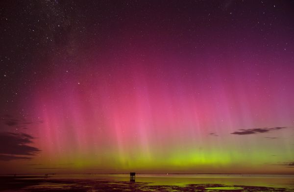 Aurora Australis and Lake Ellesmere (DxO edit)