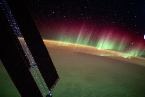 The aurora australis above the southern Indian Ocean