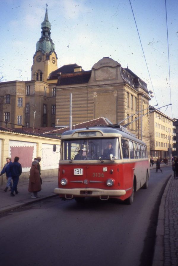 Skoda 9Tr Trolejbus nr 3136, Linka 131 ,Brno 1992