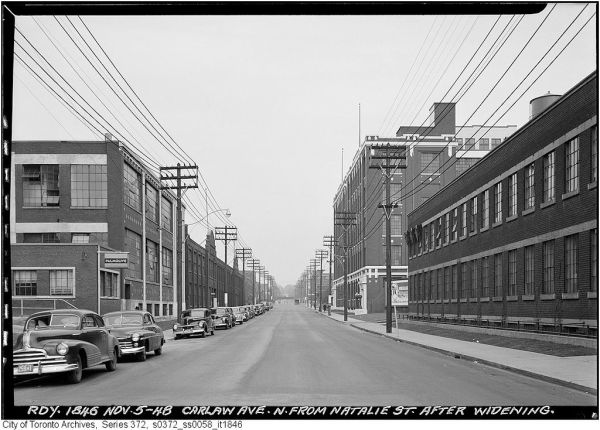 Carlaw Avenue after widening north from Natalie