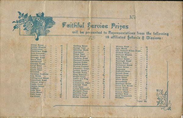 The Ragged School Union Festival Monday May 6th 1895 at Queen's Hall, Langham Place, London