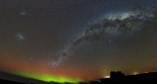 Aurora Australis, Milky Way & Magellanic Clouds
