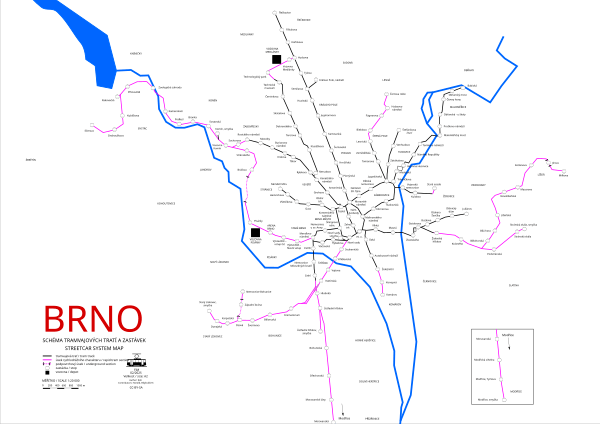 Tramvajové tratě - Brno