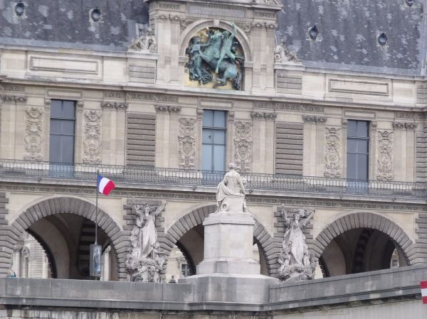 Musee du Louvre and the Pont du Carrousel - statue