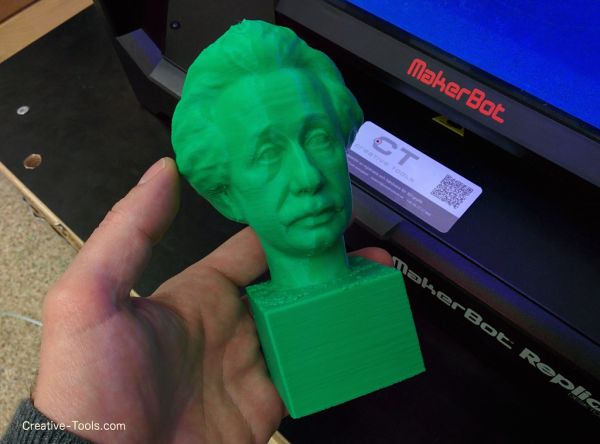 3D-scanned statue of Albert Einstein 3D-printed on a MakerBot Replicator Desktop 3D-printer v05