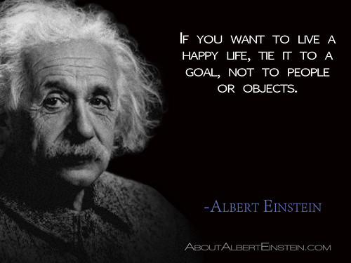 “If you want to live a happy life, tie it to a goal, not to people or objects.”- Albert Einstein