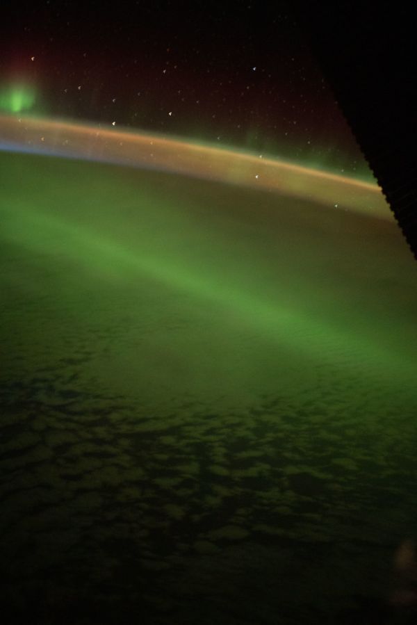 The aurora australis streams over the southern Indian Ocean