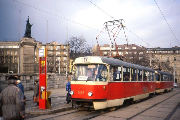 Brno Tramvaj - Tatra T3 Tram, Linka 17, Nr 1527, Feb 1992