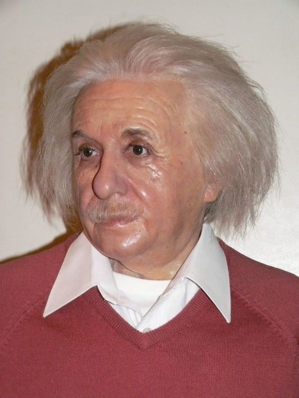 Albert Einstein ponders the theory of relativity at Madame Tussauds in London