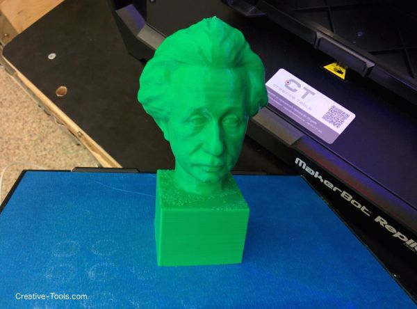 3D-scanned statue of Albert Einstein 3D-printed on a MakerBot Replicator Desktop 3D-printer v04