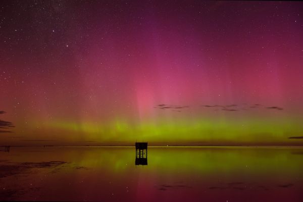 Aurora Australis and Lake Ellesmere (DxO edit)