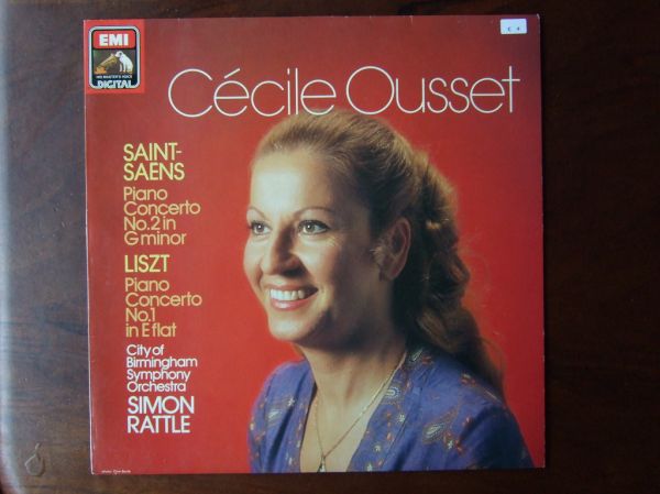 Saint-Saens - Piano Concerto No.2 in G minor & Liszt - Piano Concerto No.1 in E flat - Cecile Ousset Piano, City of Birmingham SO, Simon Rattle, EMI ASD 4307, 1C 067-07 659T Digital