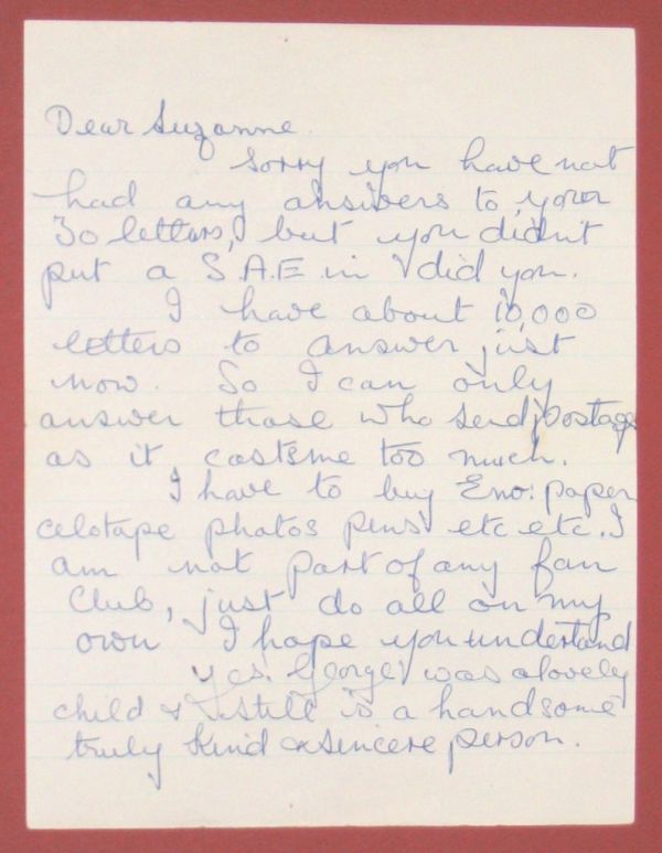 Letter from Beatle George Harrison's mother, Louise - page 1