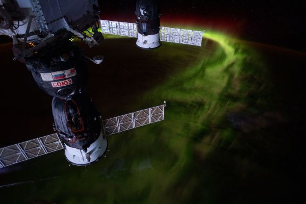 The aurora australis, or 'southern lights,' above the Indian Ocean
