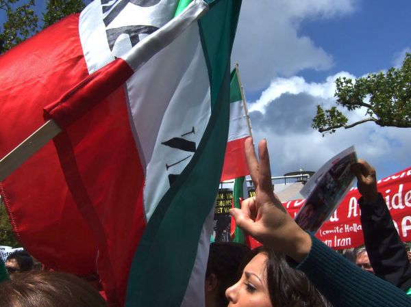 Waving flags and shouting slogans