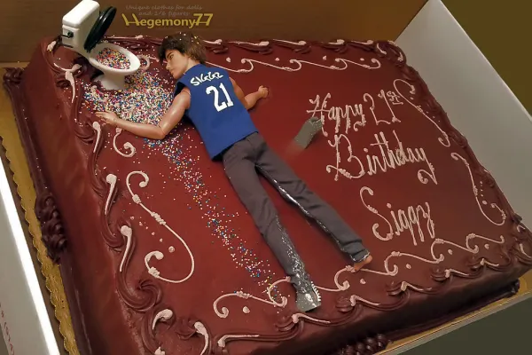 Birthday cake idea - custom personalized Ken doll T shirt made by Hegemony77