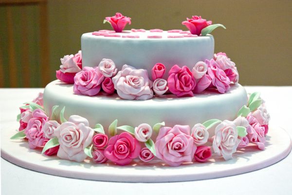 Pink rose birthday cake