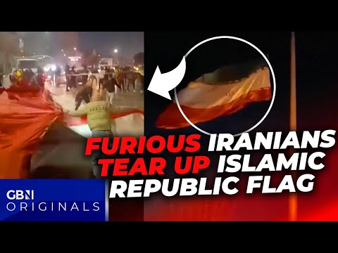 WATCH: FURIOUS Iran protesters TEAR Islamic Republic flag down as violent clashes spread | LATEST