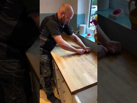 Refurbishing a solid wood kitchen worktop #worktop #kitchenworktops #repairworktop