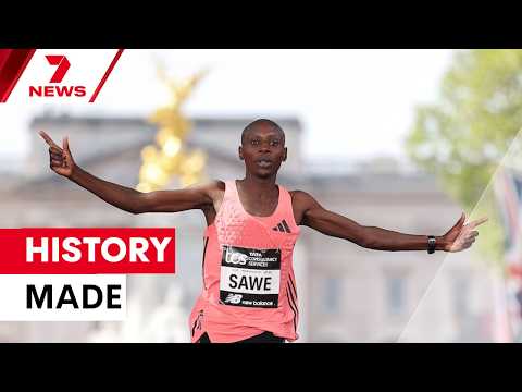 Sebastian Sawe breaks two-hour marathon barrier in London | 7NEWS